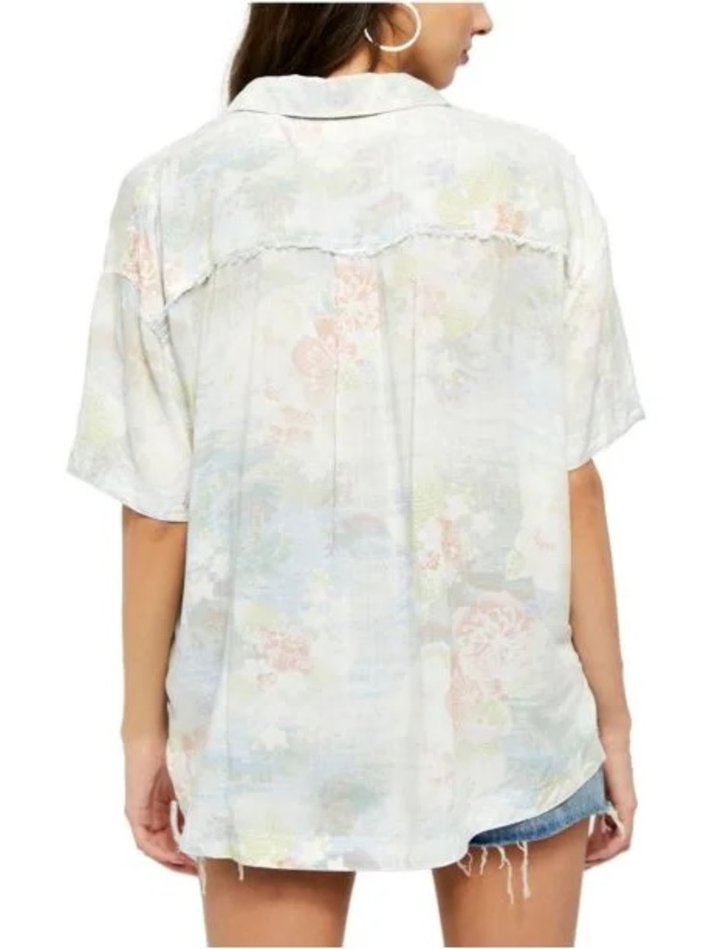 Free People Share Good Vibes button up in Ocean combo size XS